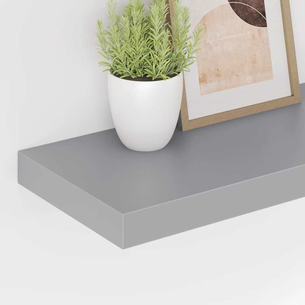 Pakabinamos lentynos, 2vnt., pilkos, 60x23,5x3,8cm, MDF