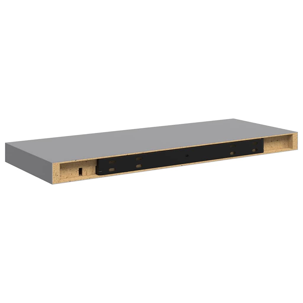 Pakabinamos lentynos, 2vnt., pilkos, 60x23,5x3,8cm, MDF