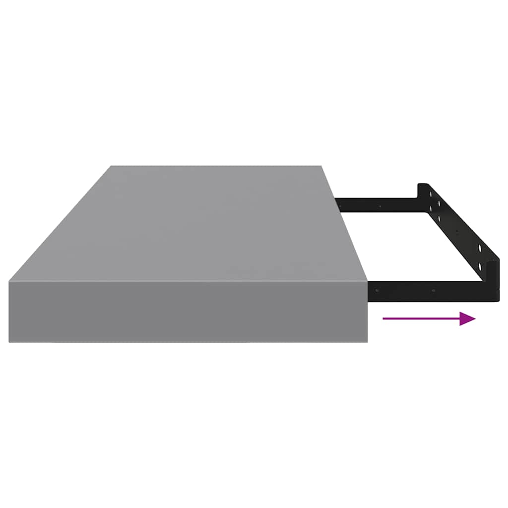 Pakabinamos lentynos, 4vnt., pilkos, 60x23,5x3,8cm, MDF