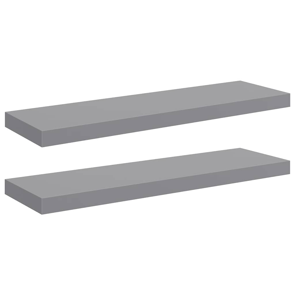 Pakabinamos lentynos, 2vnt., pilkos, 80x23,5x3,8cm, MDF