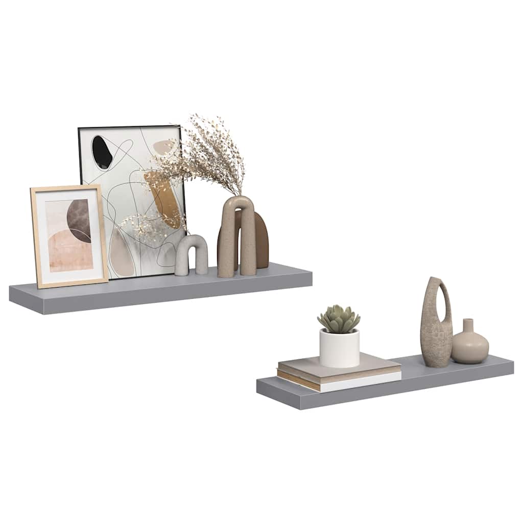 Pakabinamos lentynos, 2vnt., pilkos, 80x23,5x3,8cm, MDF