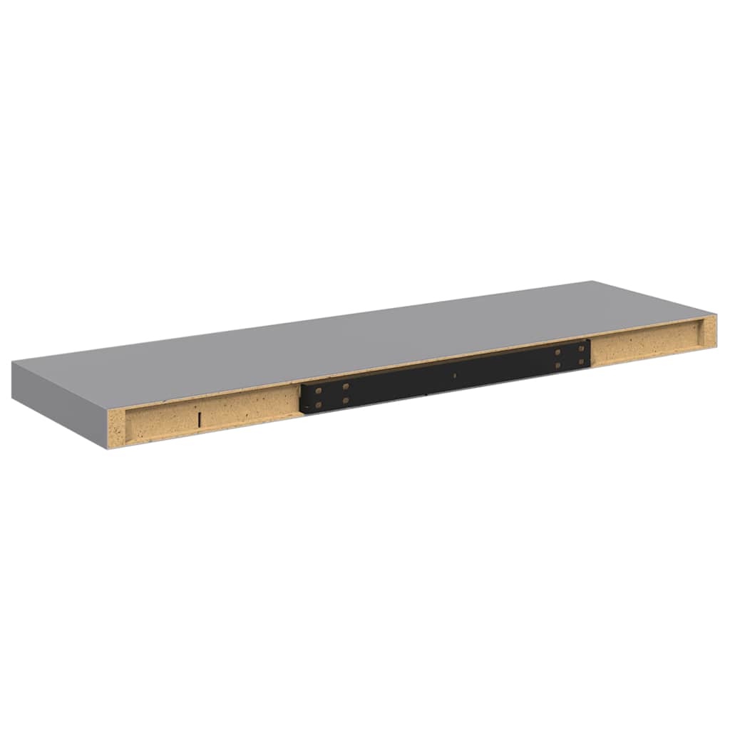Pakabinamos lentynos, 2vnt., pilkos, 80x23,5x3,8cm, MDF