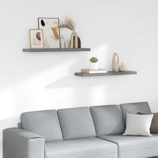 Pakabinamos lentynos, 2vnt., pilkos, 90x23,5x3,8cm, MDF