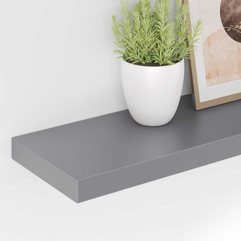 Pakabinamos lentynos, 4vnt., pilkos, 90x23,5x3,8cm, MDF