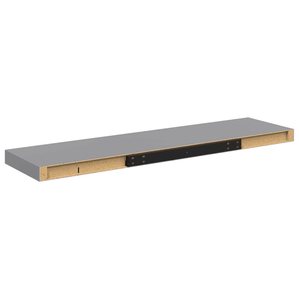 Pakabinamos lentynos, 4vnt., pilkos, 90x23,5x3,8cm, MDF