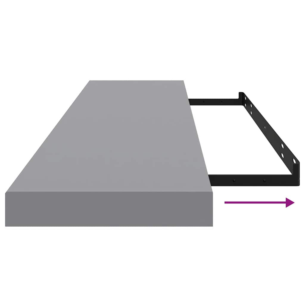 Pakabinamos lentynos, 2vnt., pilkos, 120x23,5x3,8cm, MDF