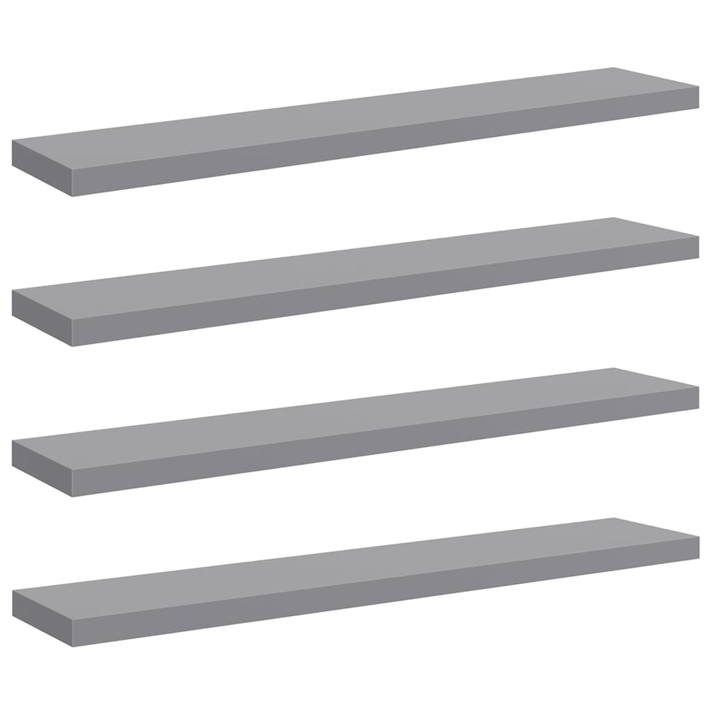 Pakabinamos lentynos, 4vnt., pilkos, 120x23,5x3,8cm, MDF