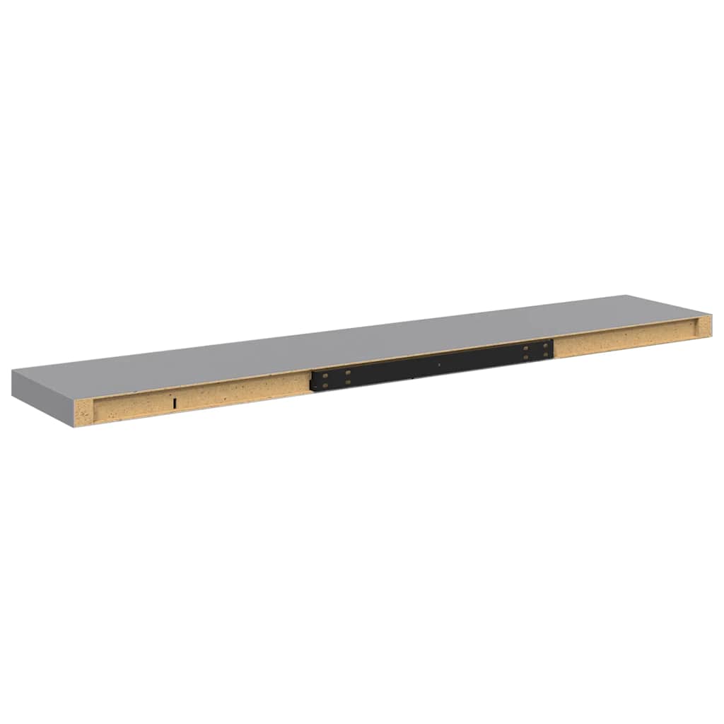 Pakabinamos lentynos, 4vnt., pilkos, 120x23,5x3,8cm, MDF