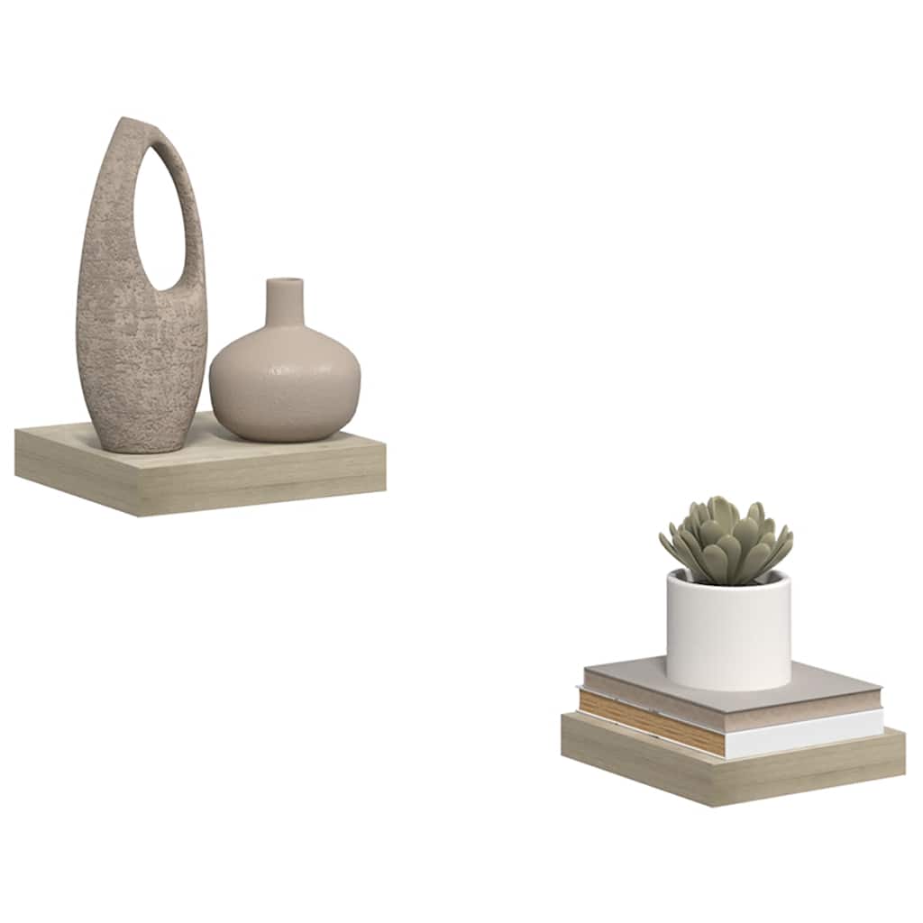 Pakabinamos lentynos, 2vnt., ąžuolo, 23x23,5x3,8cm, MDF