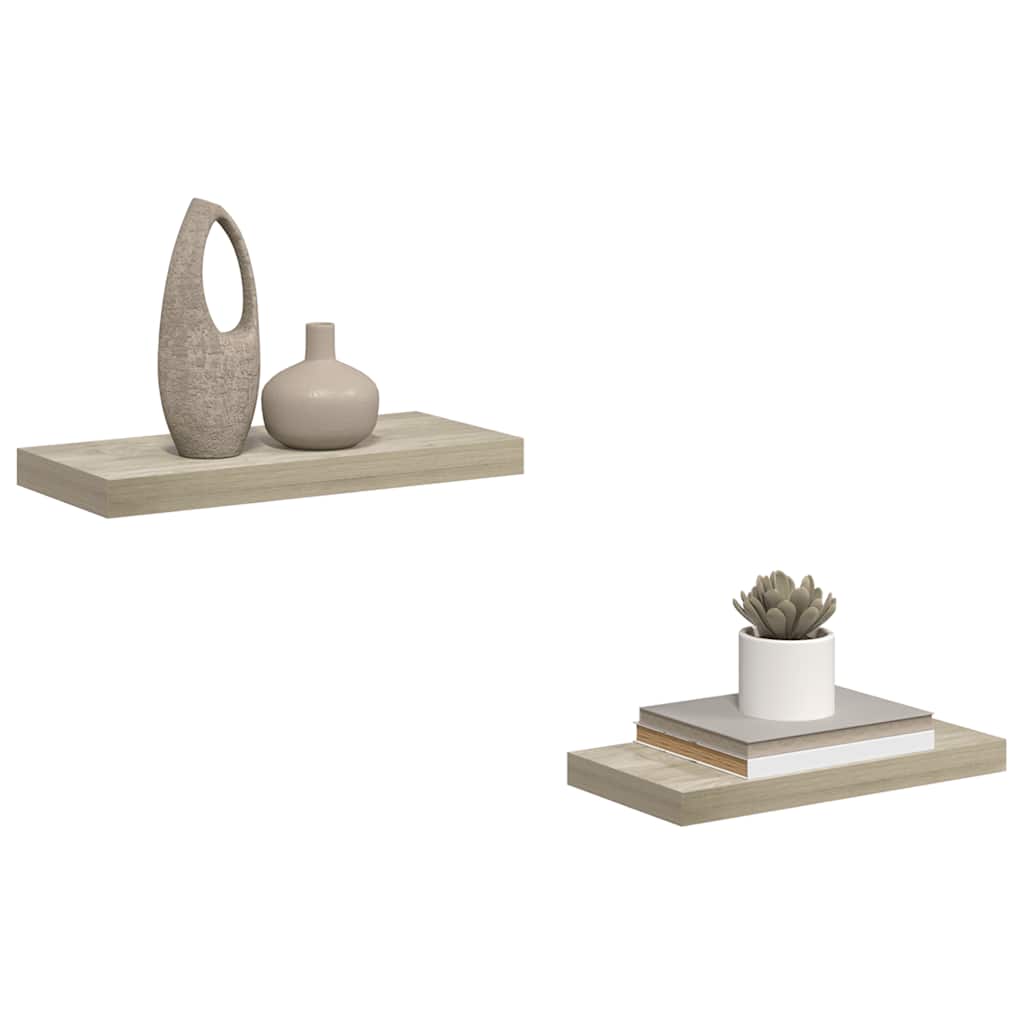 Pakabinamos sieninės lentynos, 2vnt., ąžuolo, 50x23x3,8cm, MDF