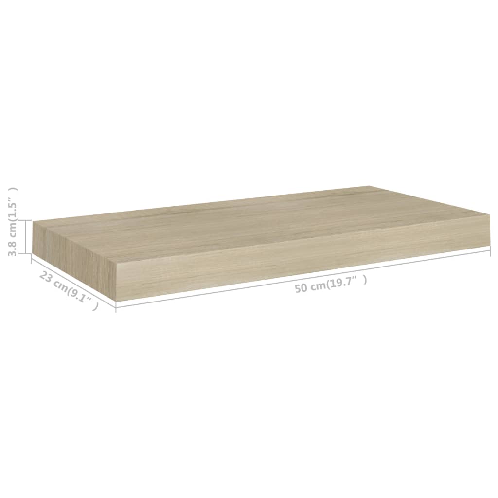 Pakabinamos sieninės lentynos, 4vnt., ąžuolo, 50x23x3,8cm, MDF