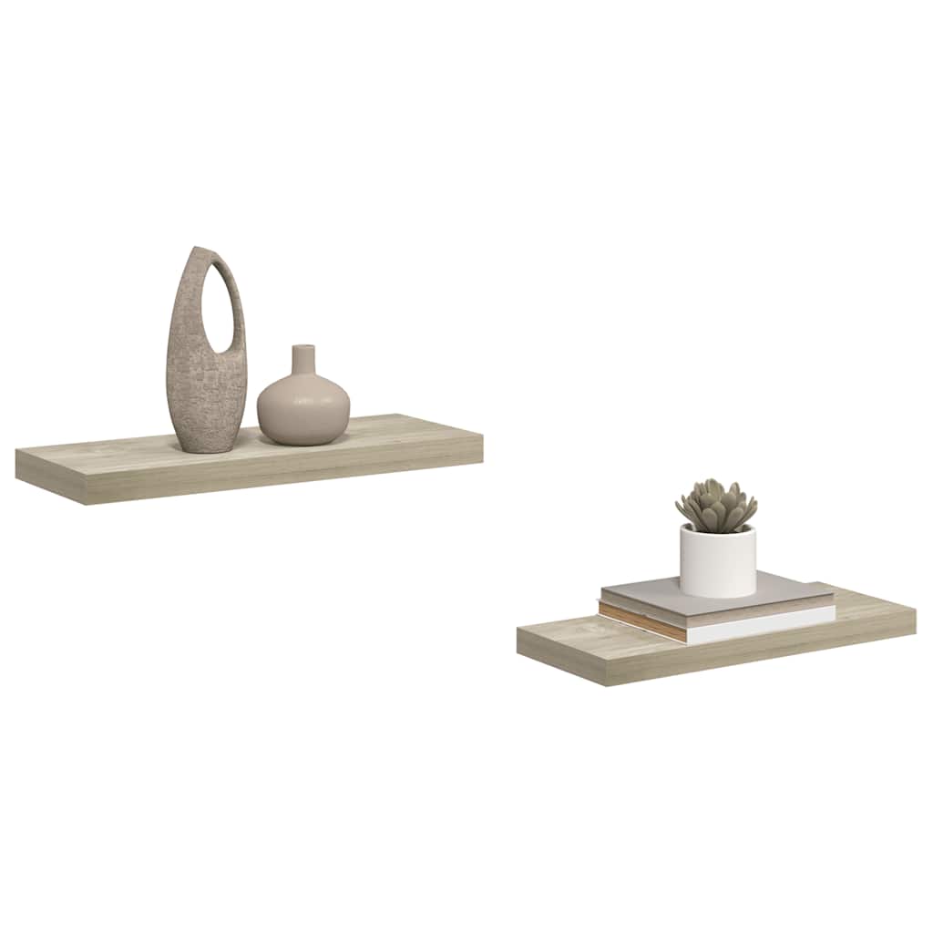 Pakabinamos lentynos, 2vnt., ąžuolo, 60x23,5x3,8cm, MDF