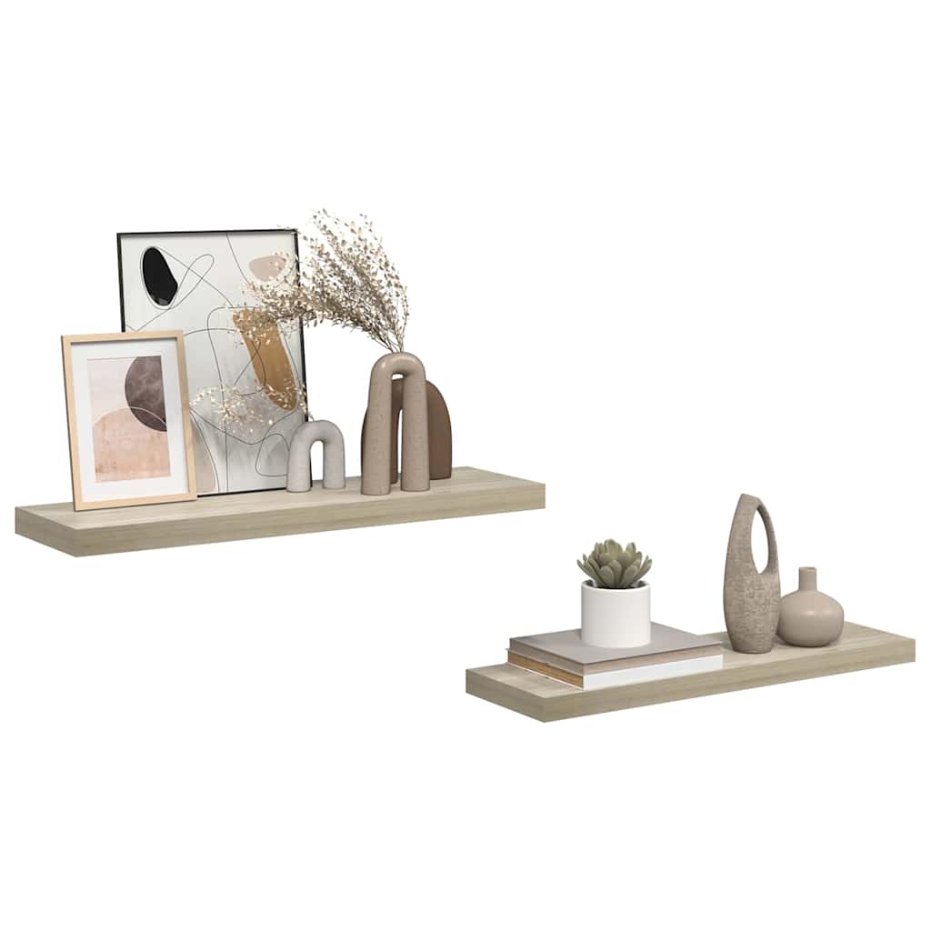 Pakabinamos lentynos, 2vnt., ąžuolo, 80x23,5x3,8cm, MDF