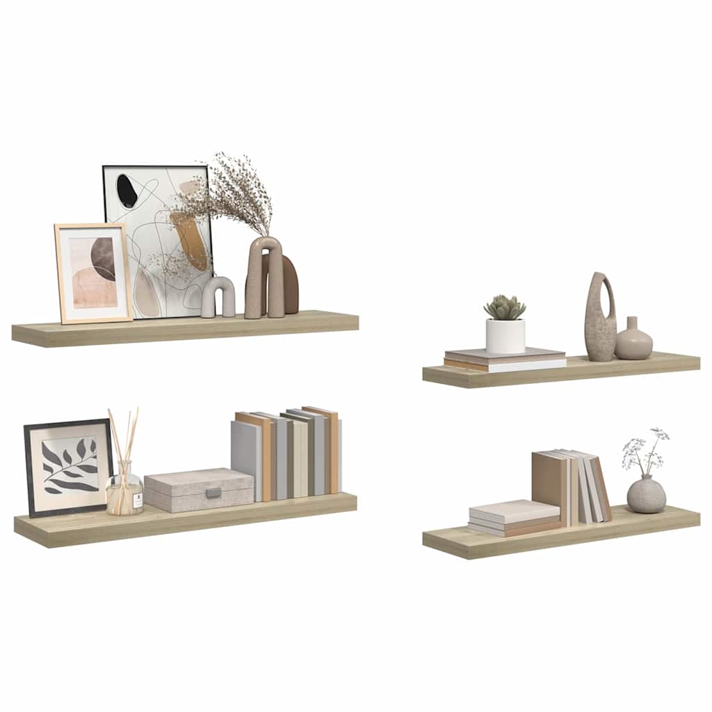Pakabinamos lentynos, 4vnt., ąžuolo spalvos, 90x23,5x3,8cm, MDF