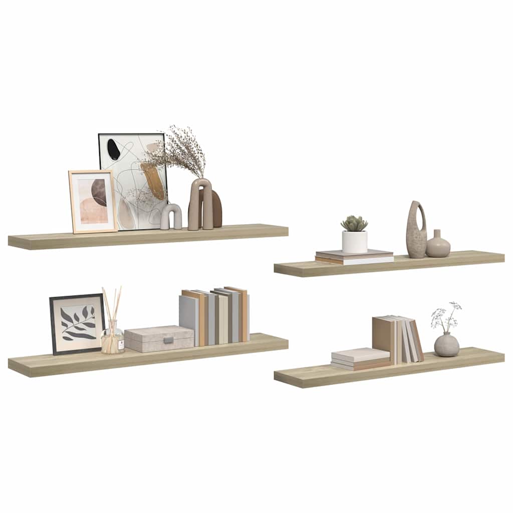 Pakabinamos lentynos, 4vnt., ąžuolo, 120x23,5x3,8cm, MDF