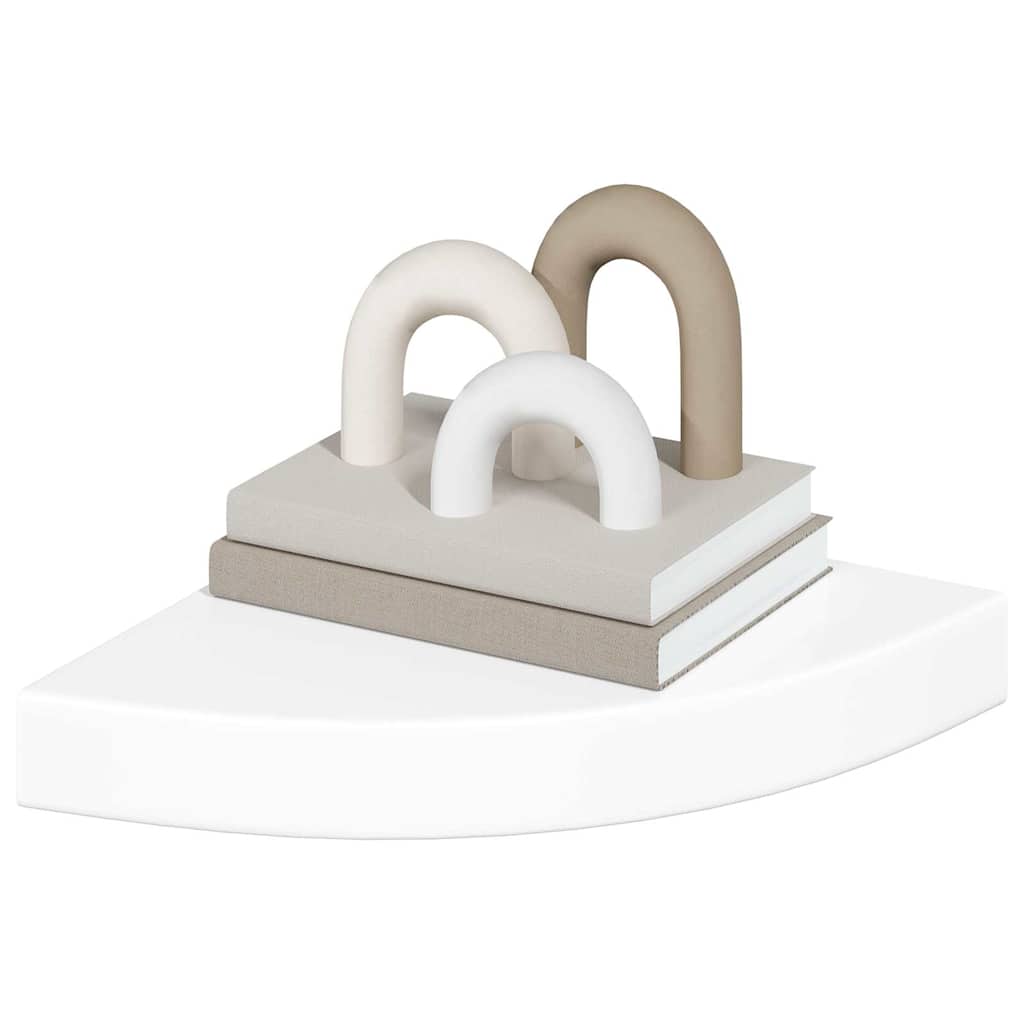Pakabinamos kampinės lentynos, 2vnt., baltos, 25x25x3,8cm, MDF