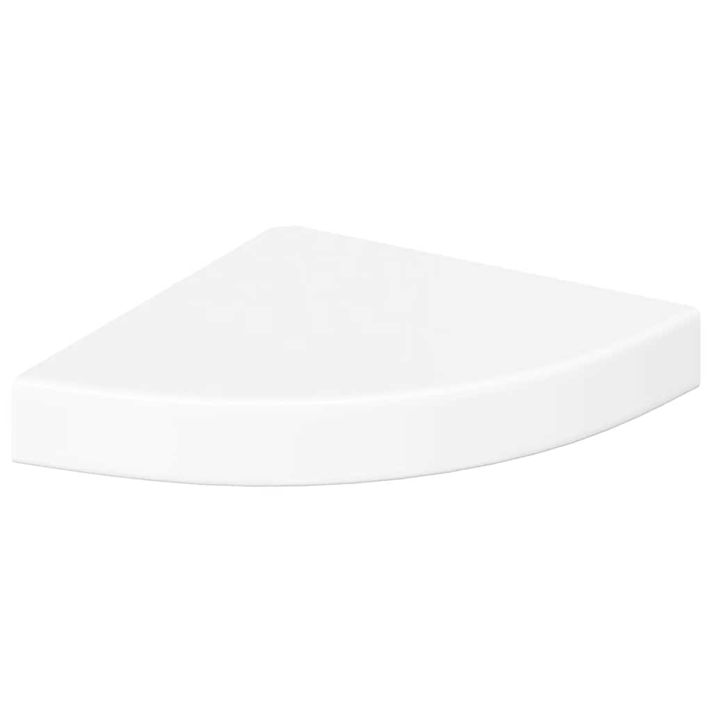 Pakabinamos kampinės lentynos, 2vnt., baltos, 25x25x3,8cm, MDF