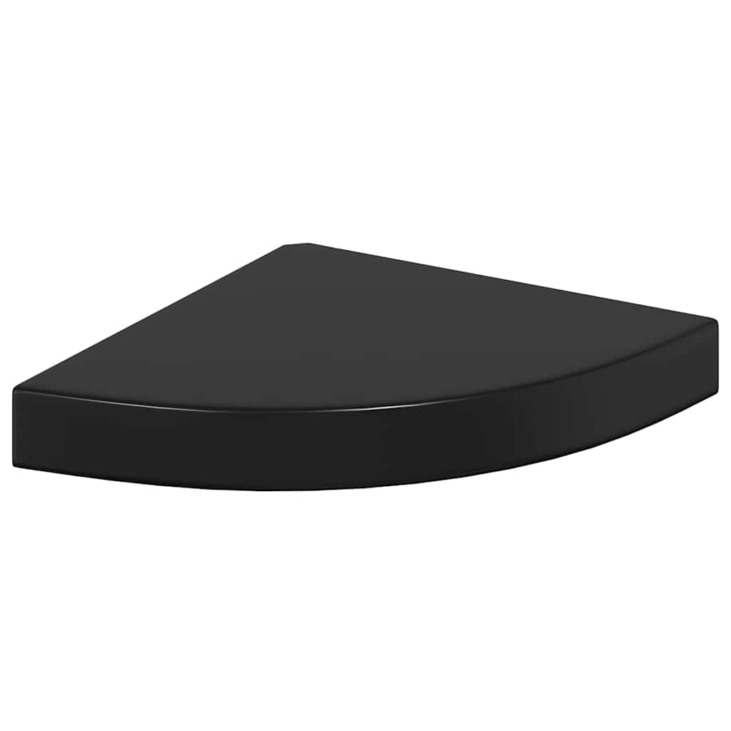 Pakabinamos kampinės lentynos, 2vnt., juodos, 25x25x3,8cm, MDF
