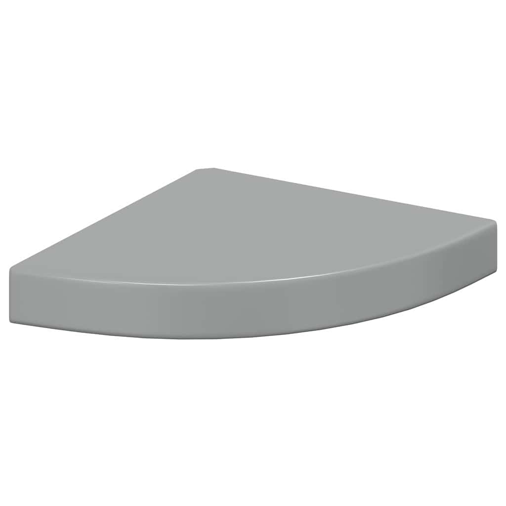 Pakabinamos kampinės lentynos, 4vnt., pilkos, 25x25x3,8cm, MDF
