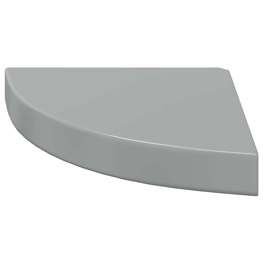 Pakabinamos kampinės lentynos, 4vnt., pilkos, 25x25x3,8cm, MDF