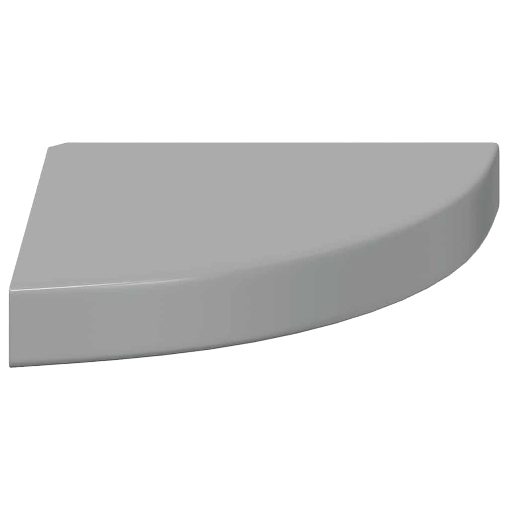 Pakabinamos kampinės lentynos, 4vnt., pilkos, 25x25x3,8cm, MDF