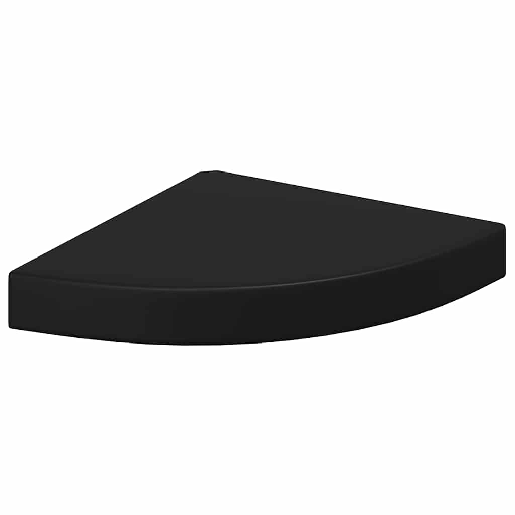 Pakabinamos kampinės lentynos, 2vnt., juodos, 25x25x3,8cm, MDF