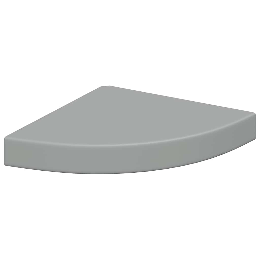 Pakabinamos kampinės lentynos, 2vnt., pilkos, 25x25x3,8cm, MDF