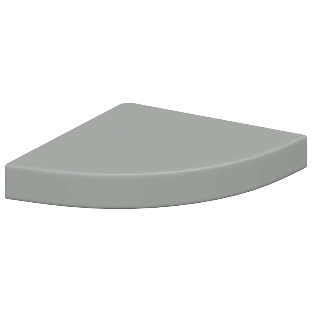 Pakabinamos kampinės lentynos, 4vnt., pilkos, 25x25x3,8cm, MDF