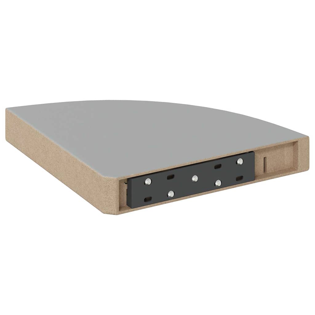 Pakabinamos kampinės lentynos, 4vnt., pilkos, 25x25x3,8cm, MDF
