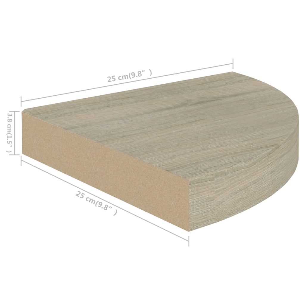 Pakabinama kampinė lentyna, ąžuolo spalvos, 25x25x3,8cm, MDF