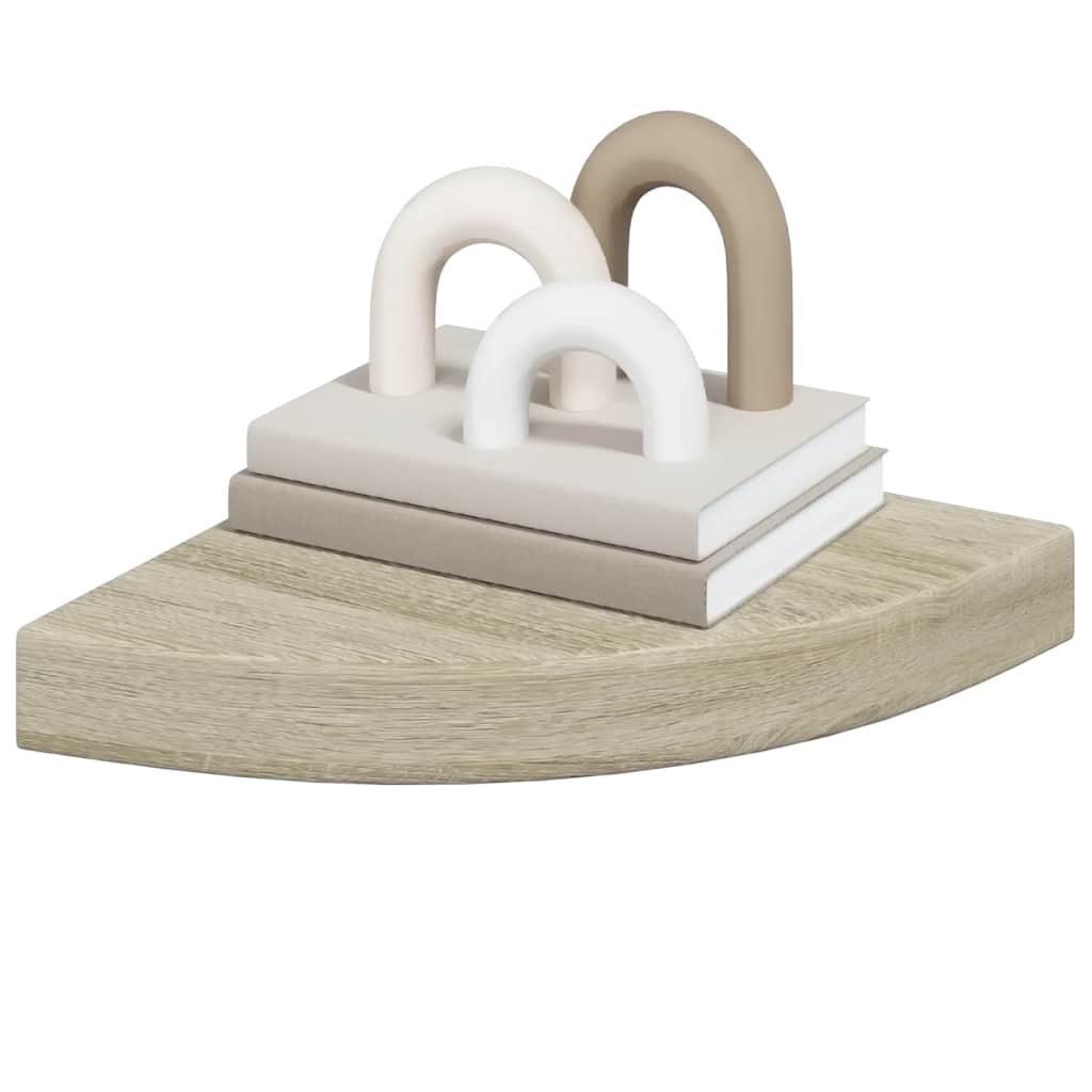 Pakabinamos kampinės lentynos, 2vnt., ąžuolo, 25x25x3,8cm, MDF