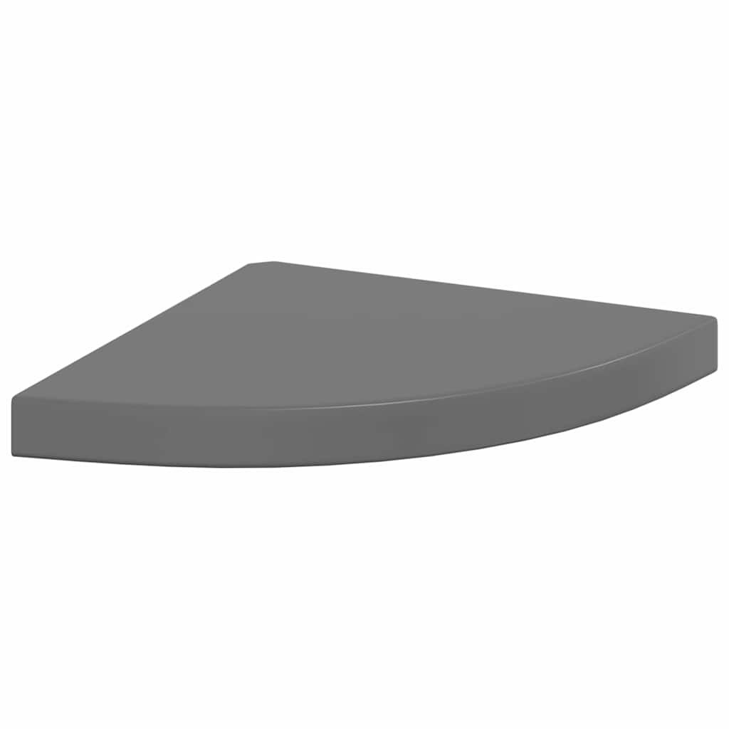 Pakabinamos kampinės lentynos, 2vnt., pilkos, 35x35x3,8cm, MDF