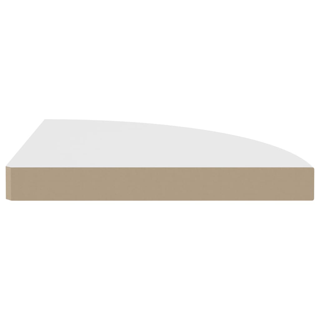 Pakabinamos kampinės lentynos, 2vnt., baltos, 35x35x3,8cm, MDF