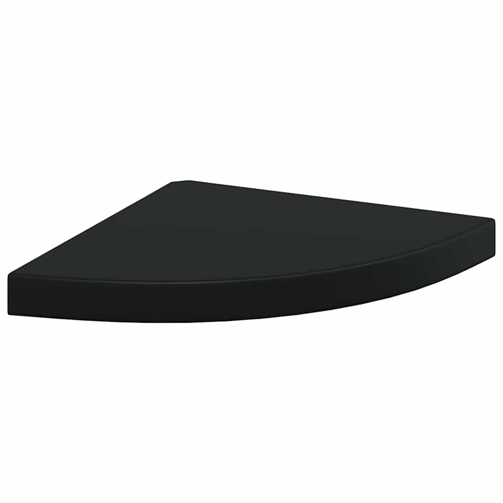 Pakabinamos kampinės lentynos, 2vnt., juodos, 35x35x3,8cm, MDF