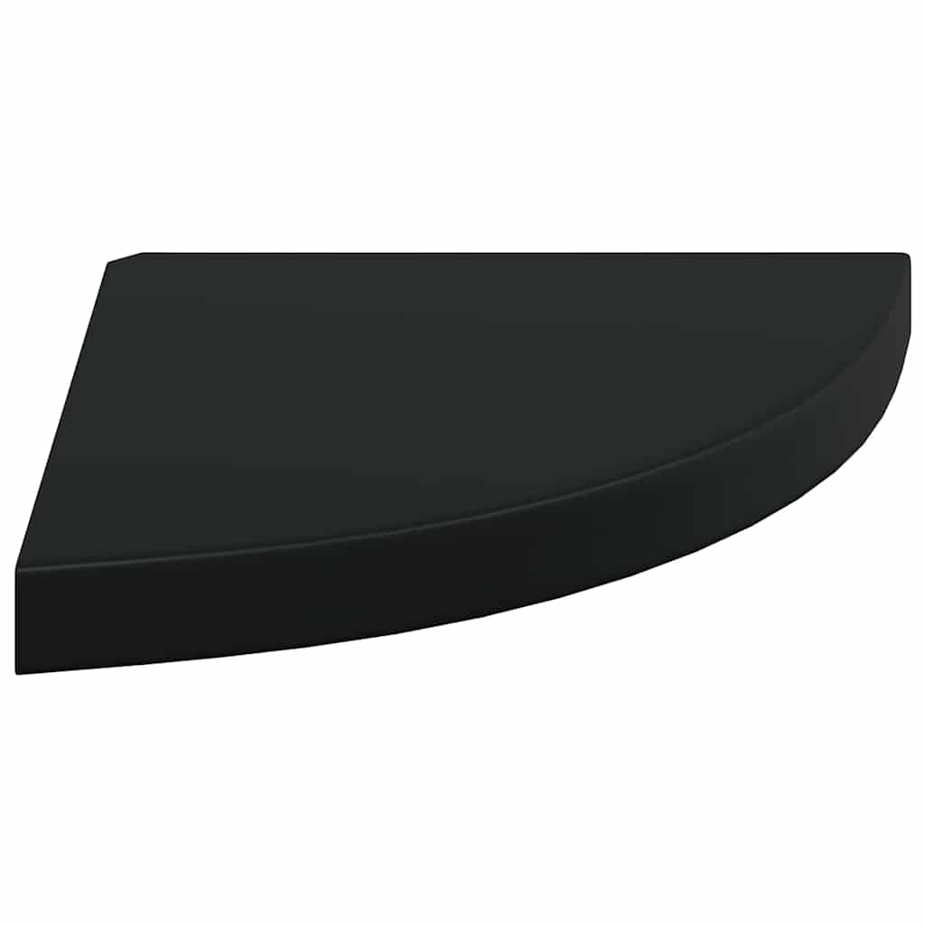 Pakabinamos kampinės lentynos, 2vnt., juodos, 35x35x3,8cm, MDF