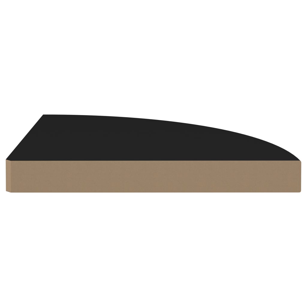 Pakabinamos kampinės lentynos, 4vnt., juodos, 35x35x3,8cm, MDF