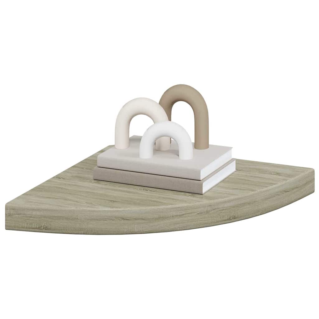 Pakabinamos kampinės lentynos, 2vnt., ąžuolo, 35x35x3,8cm, MDF