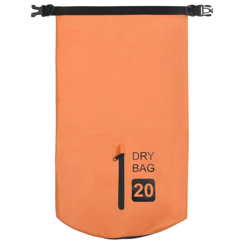 Vandeniui atsparus krepšys su užtrauktuku, oranžinis, PVC, 20l