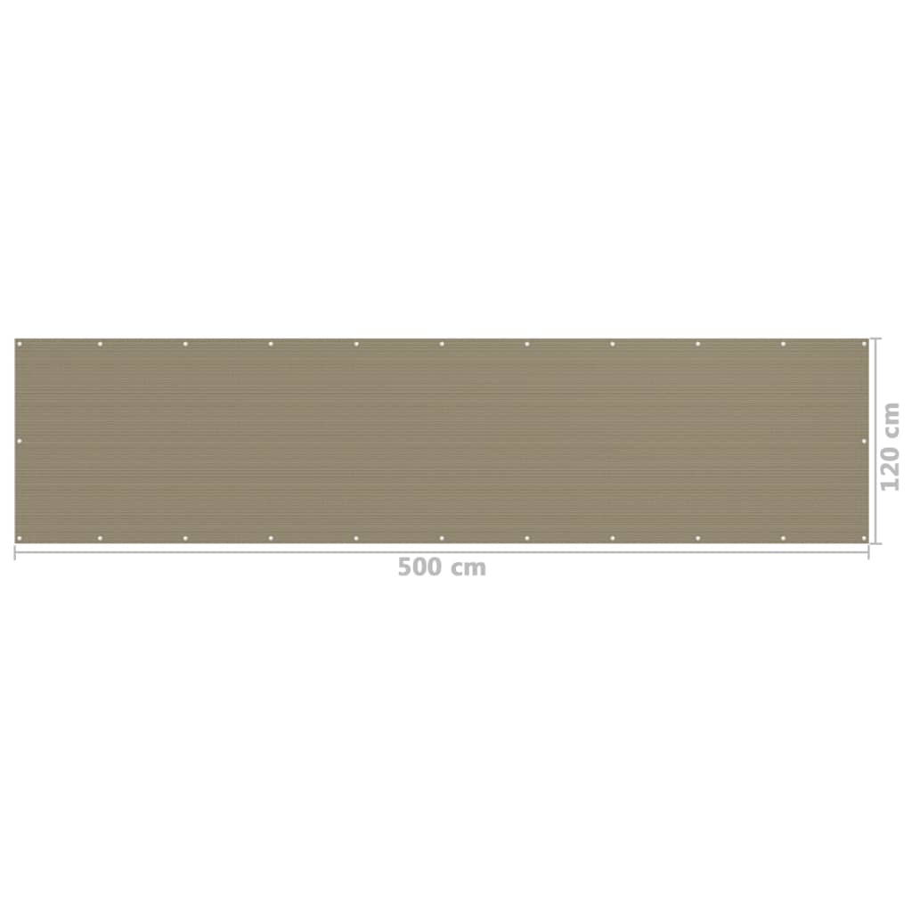 Balkono pertvara, taupe spalvos, 120x500cm, HDPE