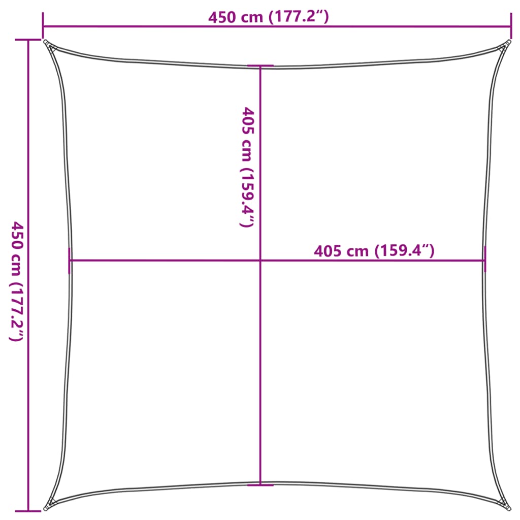 Uždanga nuo saulės, tamsiai žalia, 4,5x4,5m, HDPE, 160g/m²