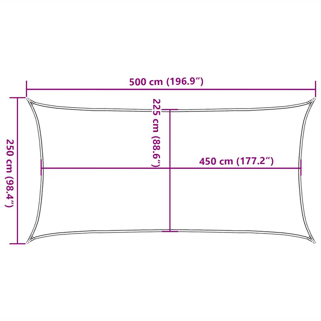 Burė nuo saulės, mėlyna, 2,5x5m, HDPE, 160g/m², stačiakampė