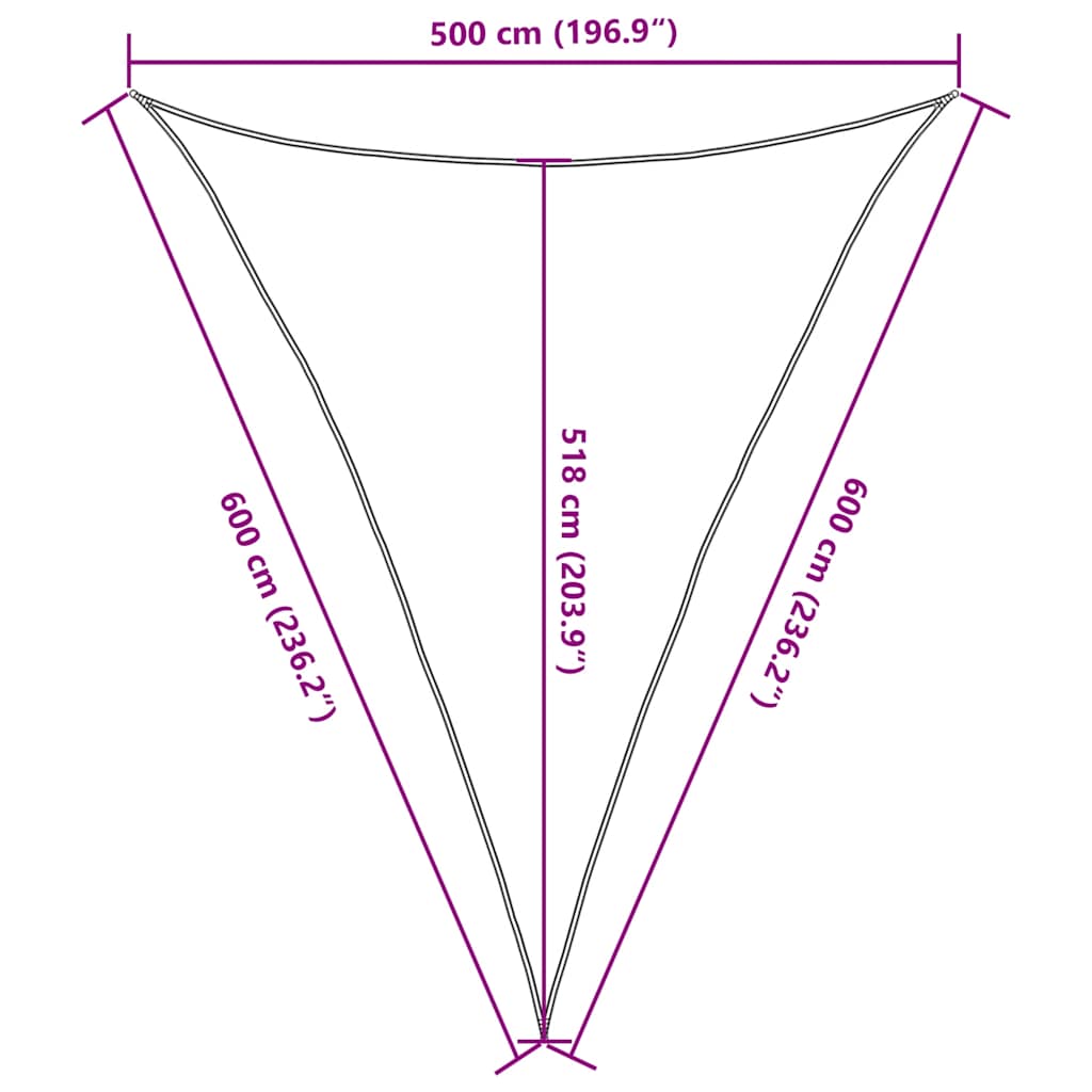 Saulės skėtis, burė, 160 g/m², trikampė, mėlyna, 5x6x6 m, HDPE