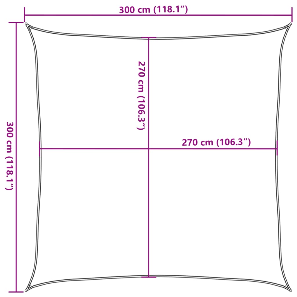 Uždanga nuo saulės, geltonos spalvos, 3x3m, HDPE, 160g/m²