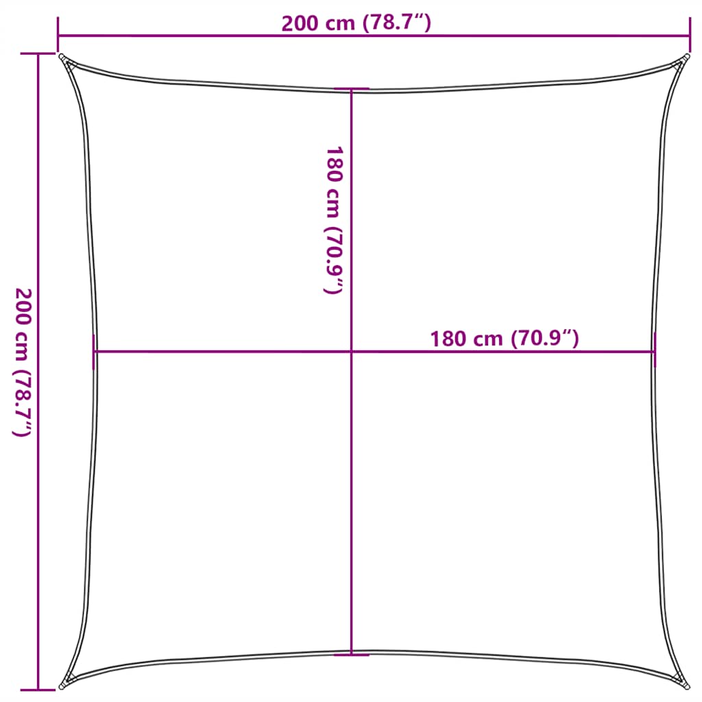 Uždanga nuo saulės, oranžinės spalvos, 2x2m, HDPE, 160g/m²
