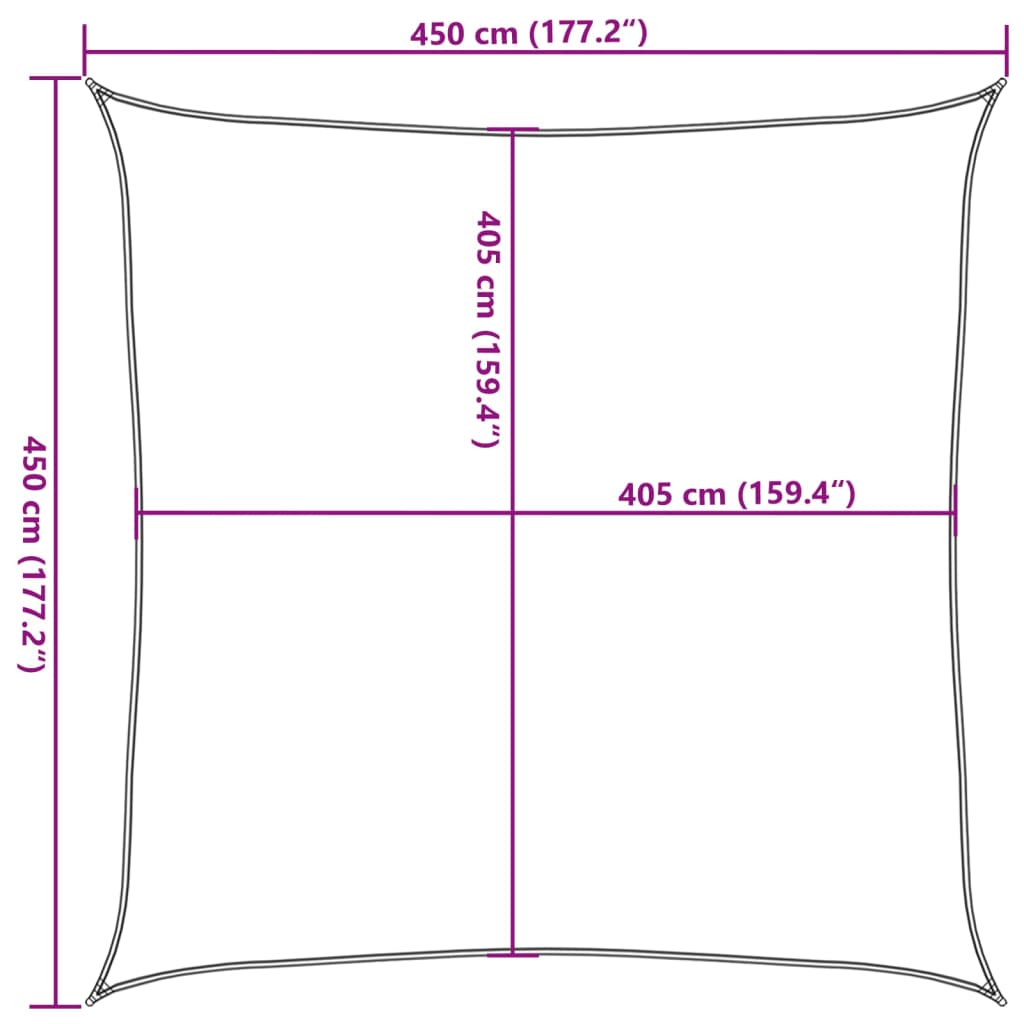 Uždanga nuo saulės, rudos spalvos, 4,5x4,5m, HDPE, 160g/m²