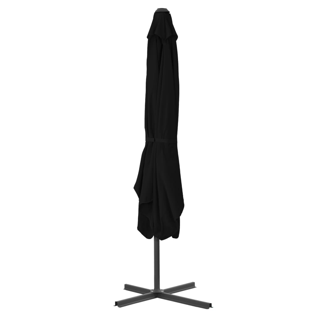 Sodo skėtis su plieniniu stulpu, juodos spalvos, 250x250x230cm