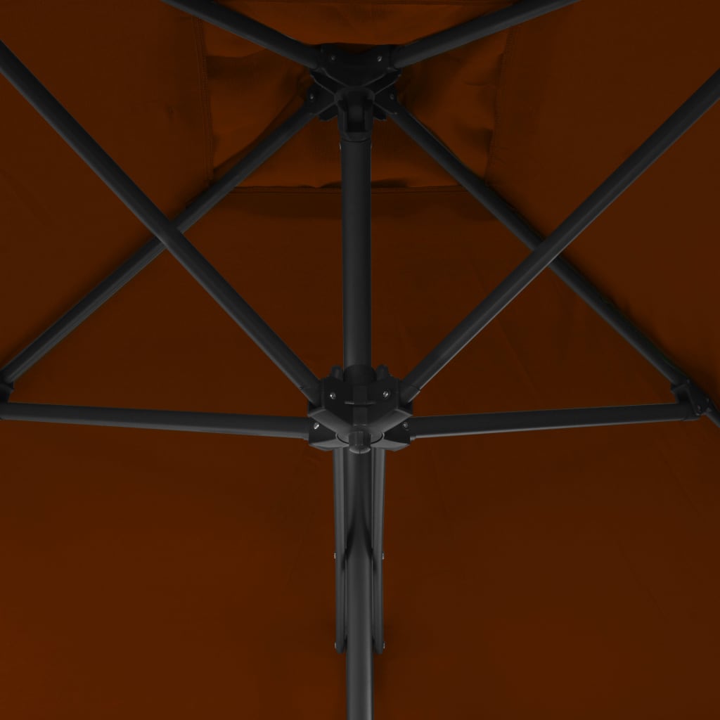 Sodo skėtis su plieniniu stulpu, terakota spalvos, 300x230cm
