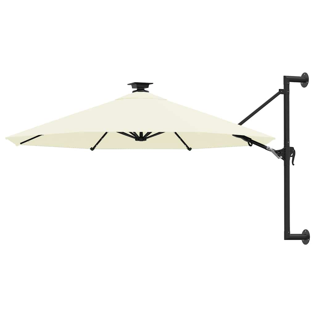 Prie sienos montuojamas sodo skėtis su LED, smėlio, 300cm