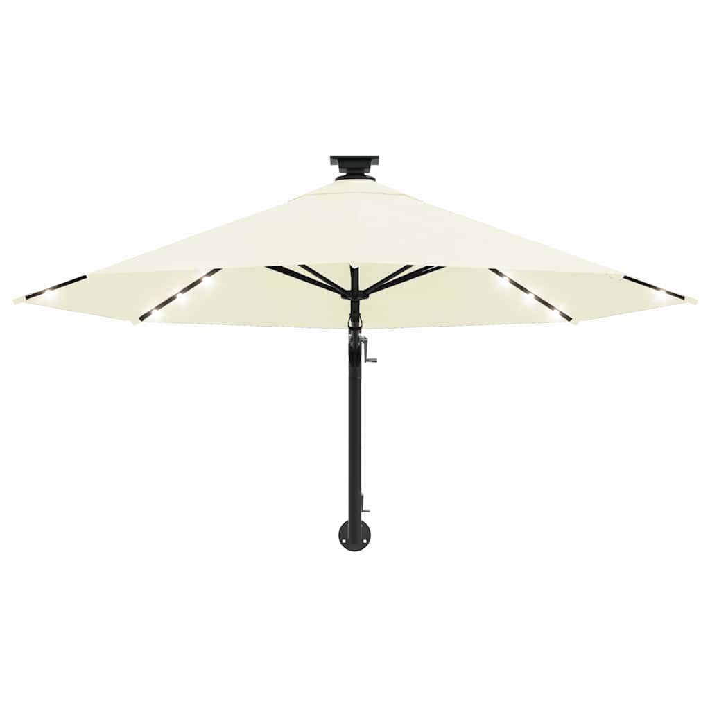 Prie sienos montuojamas sodo skėtis su LED, smėlio, 300cm
