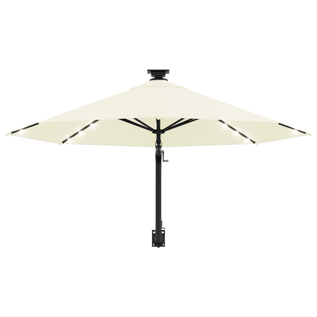 Prie sienos montuojamas sodo skėtis su LED, smėlio, 300cm
